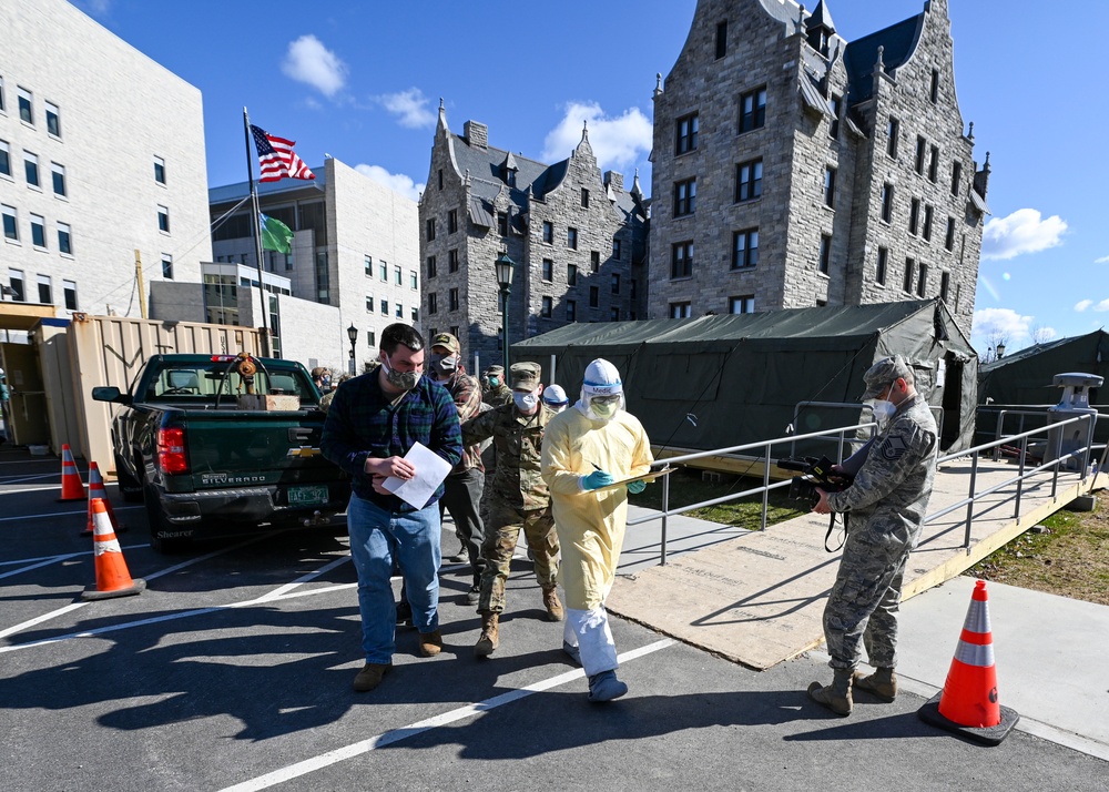 Vermont soldiers conduct a mass casualty exercise at UVM Medical Center