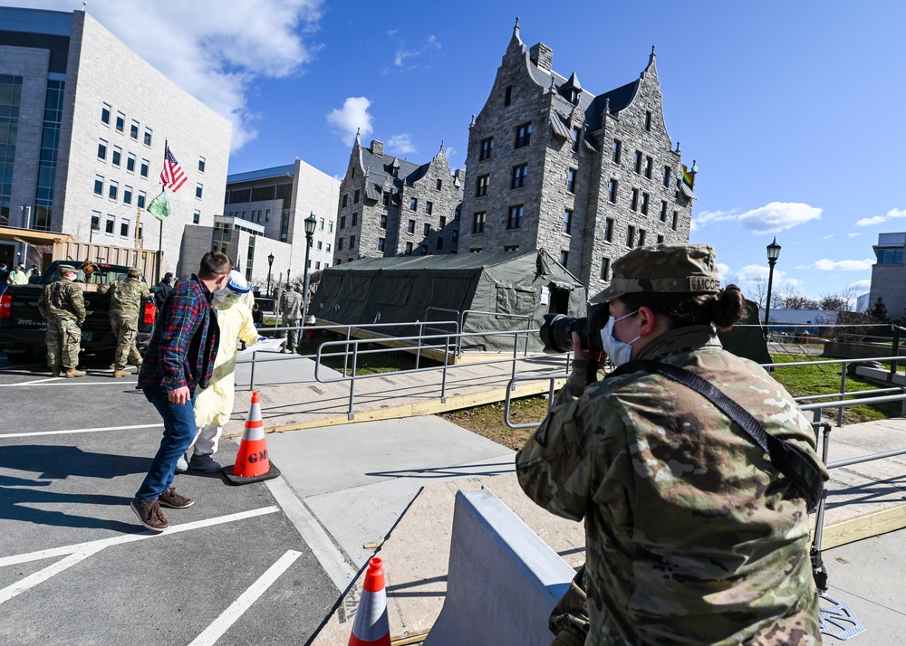 Vermont soldiers conduct a mass casualty exercise at UVM Medical Center