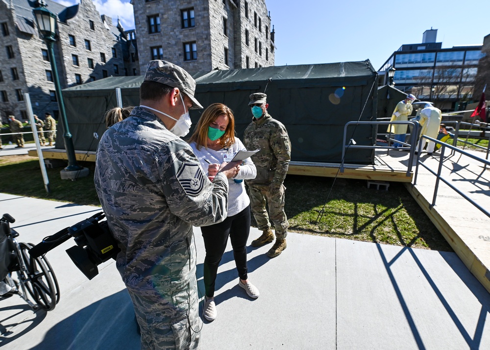 Vermont soldiers conduct a mass casualty exercise at UVM Medical Center