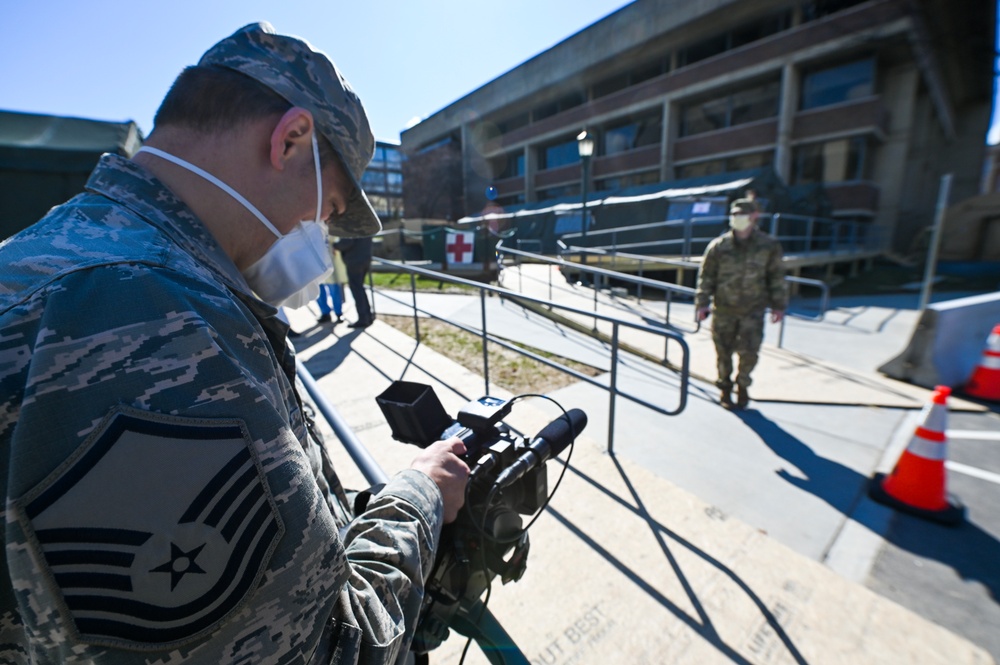 Vermont soldiers conduct a mass casualty exercise at UVM Medical Center