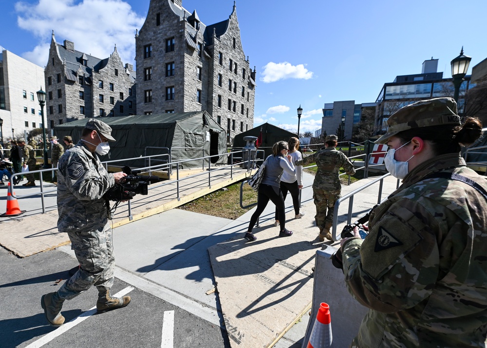 Vermont soldiers conduct a mass casualty exercise at UVM Medical Center