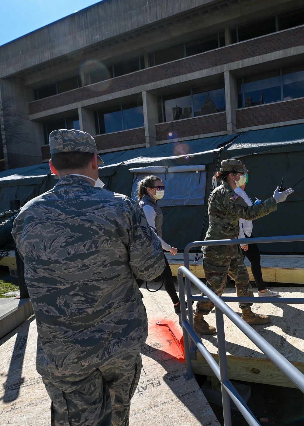 Vermont soldiers conduct a mass casualty exercise at UVM Medical Center