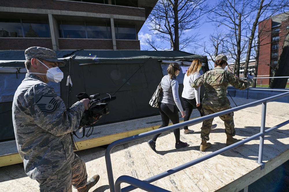 Vermont soldiers conduct a mass casualty exercise at UVM Medical Center