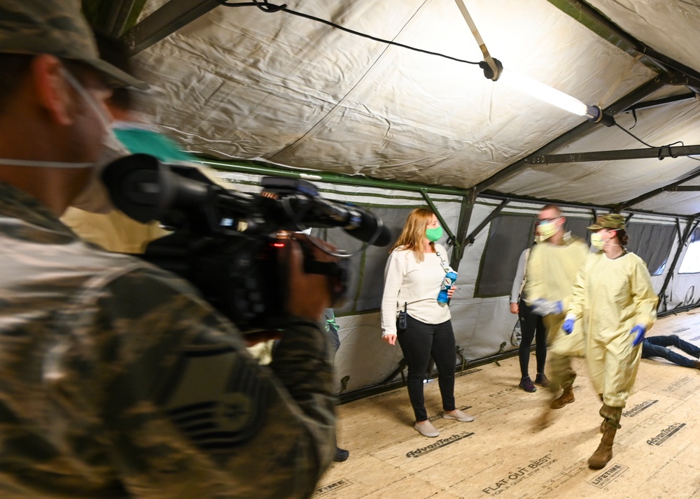 Vermont soldiers conduct a mass casualty exercise at UVM Medical Center