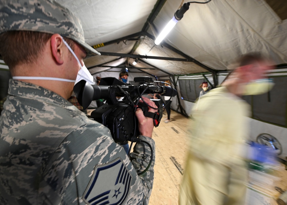 Vermont soldiers conduct a mass casualty exercise at UVM Medical Center