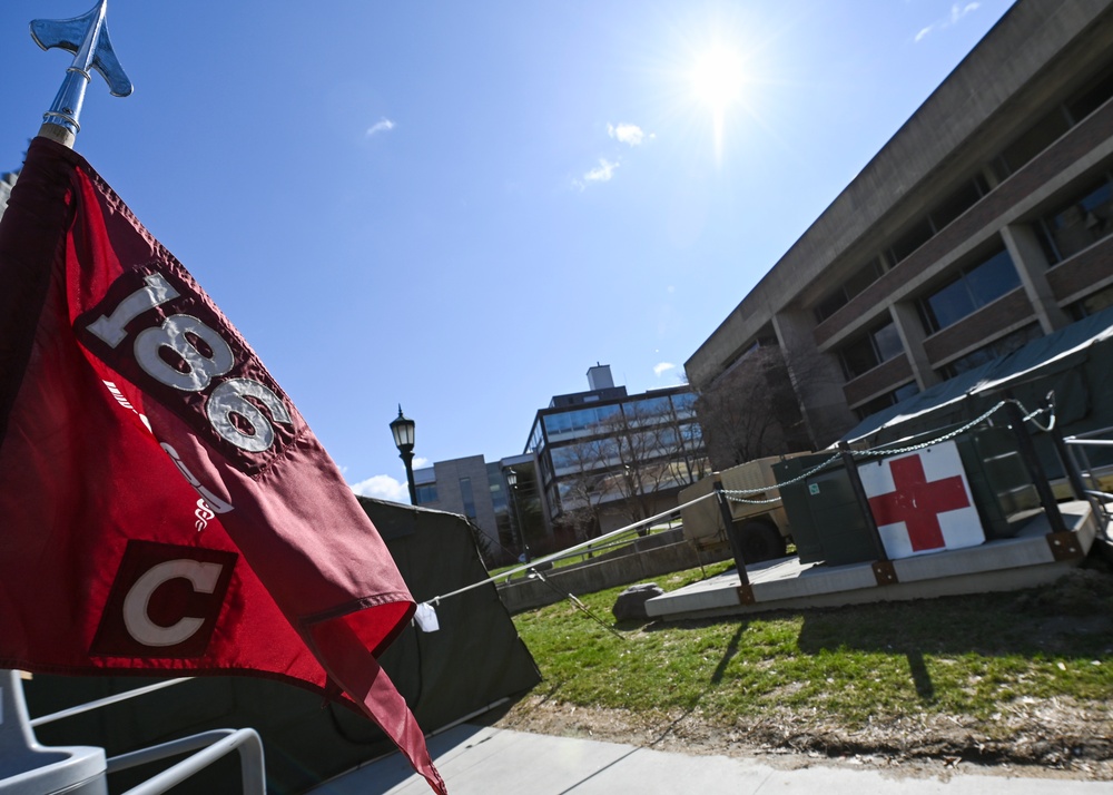 Vermont soldiers conduct a mass casualty exercise at UVM Medical Center