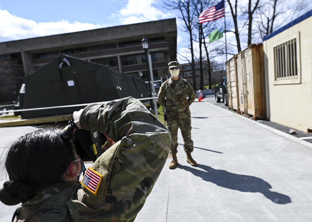 Vermont soldiers conduct a mass casualty exercise at UVM Medical Center