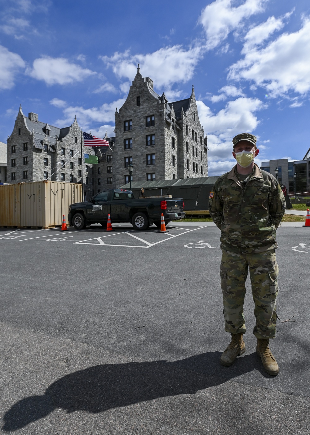 Vermont soldiers conduct a mass casualty exercise at UVM Medical Center