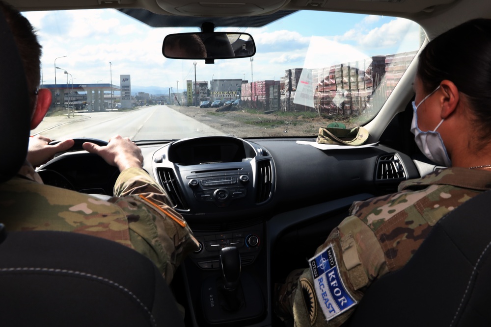 KFOR Liaison Monitoring Team practices preventative measures during patrol