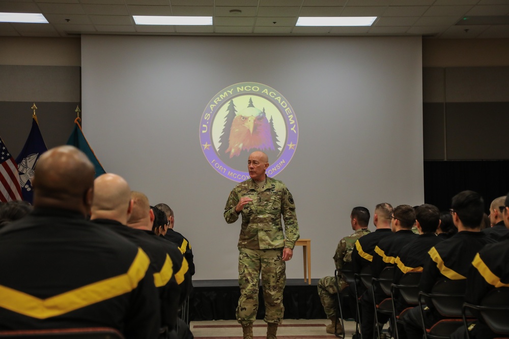 The NCO Academy Fort McCoy hosted LTG Luckey for a Town Hall on 08 Feb 2020.