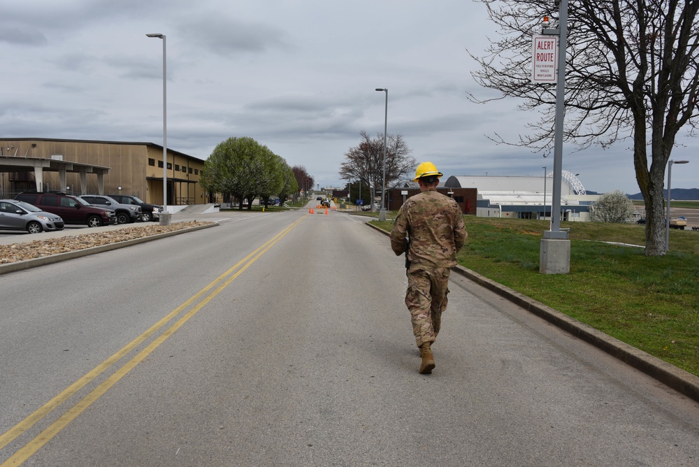 241st Engineering Installation Squadron installs fiber optic cable at McGhee Tyson Air National Guard Base