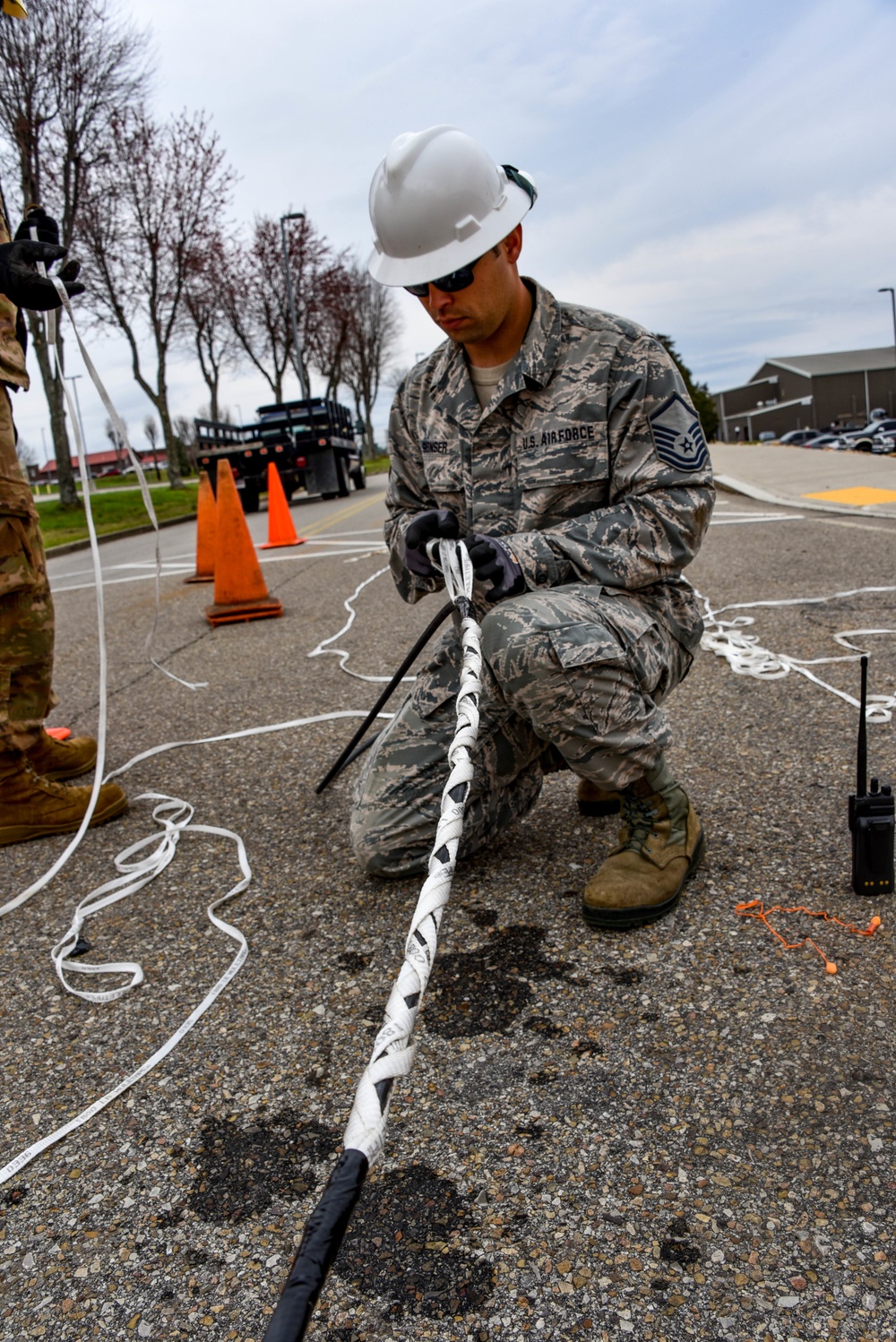 241st Engineering Installation Squadron installs fiber optic cable at McGhee Tyson Air National Guard Base