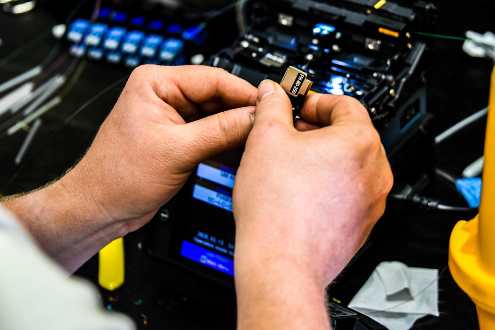 241st Engineering Installation Squadron installs fiber optic cable at McGhee Tyson Air National Guard Base