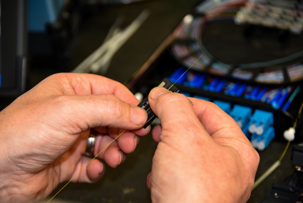 241st Engineering Installation Squadron installs fiber optic cable at McGhee Tyson Air National Guard Base