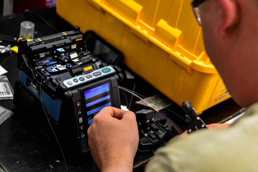 241st Engineering Installation Squadron installs fiber optic cable at McGhee Tyson Air National Guard Base