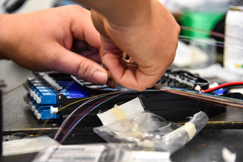 241st Engineering Installation Squadron installs fiber optic cable at McGhee Tyson Air National Guard Base