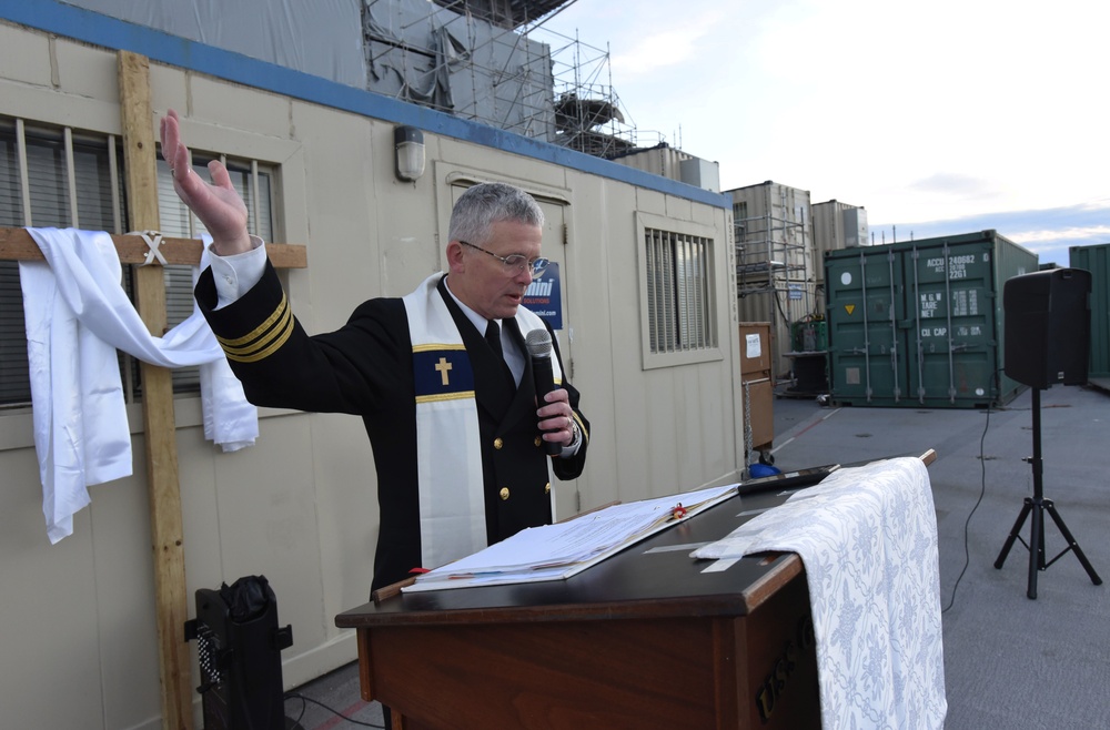 CVN 77 Easter Sunday Sunrise Service