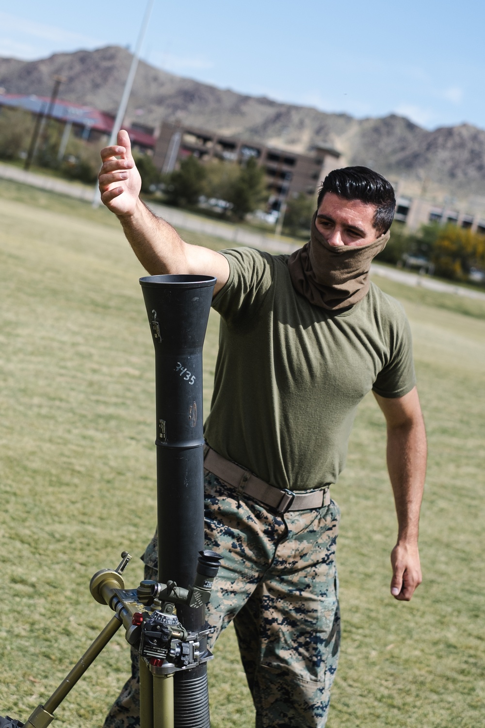 3rd Battalion, 7th Marines, use face protection to combat COVID