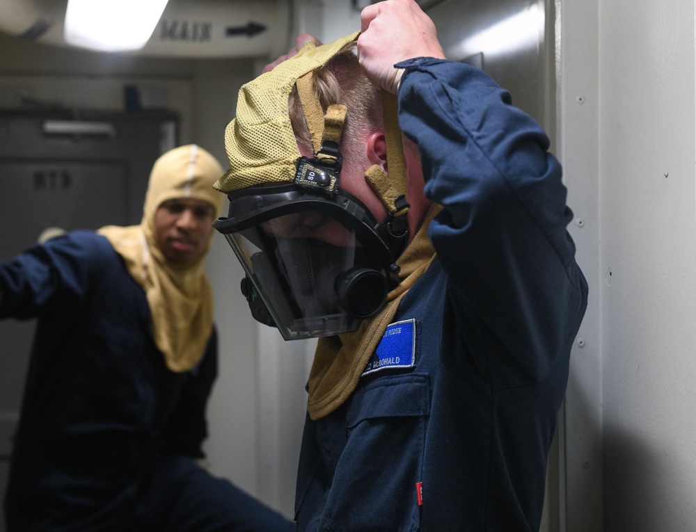USS Blue Ridge Conducts General Quarters Training