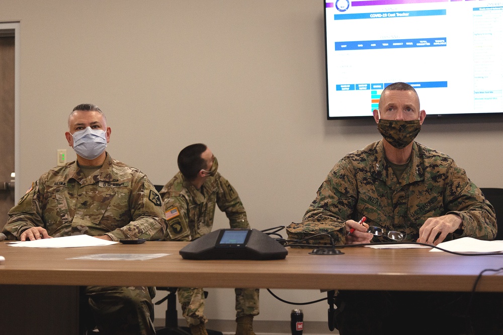 RI Guardsmen meet with Marine Corps Maj. Gen. Stephen Neary