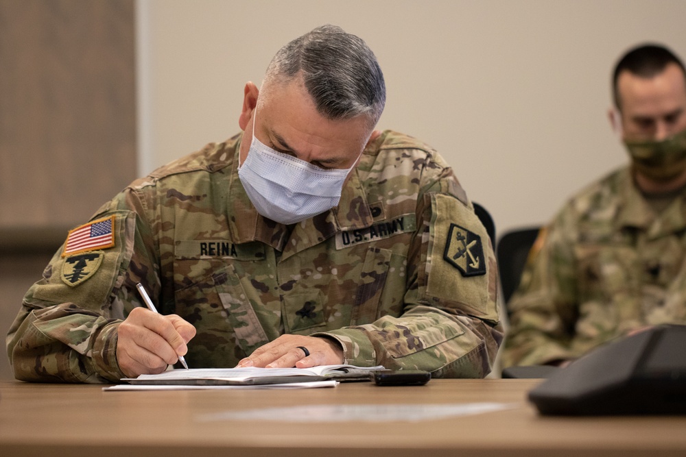 RI Guardsmen meet with Marine Corps Maj. Gen. Stephen Neary