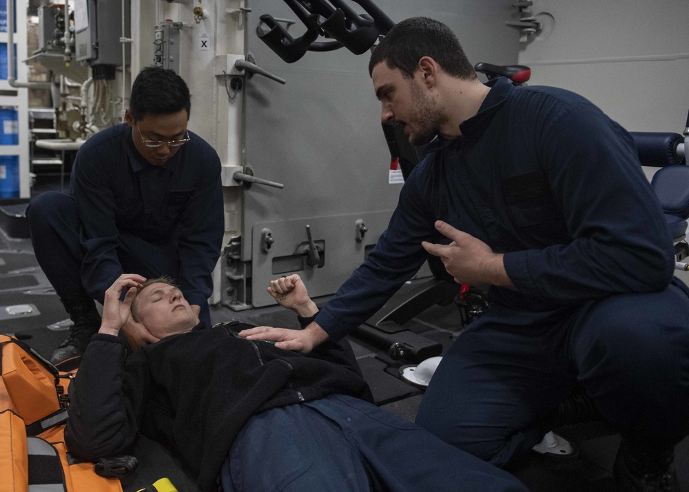 Rafael Peralta Sailors Conduct Stretcher Bearer Training