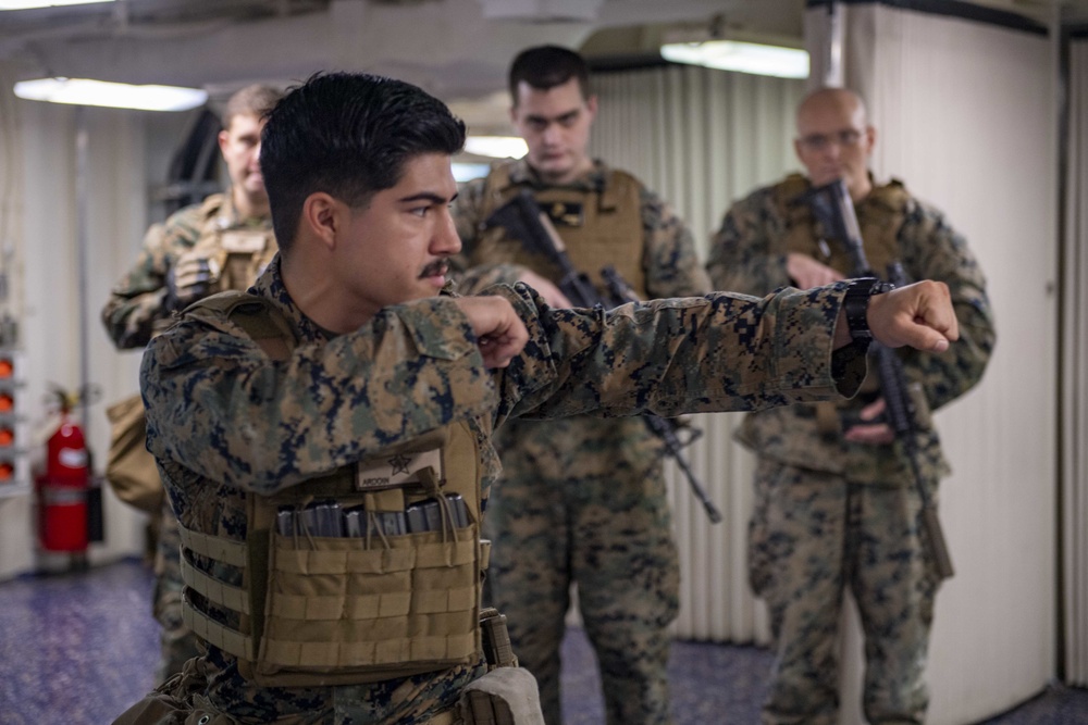 31st Marine Expeditionary Unit Corporals Course Aboard USS America (LHA 6), April 18, 2020.
