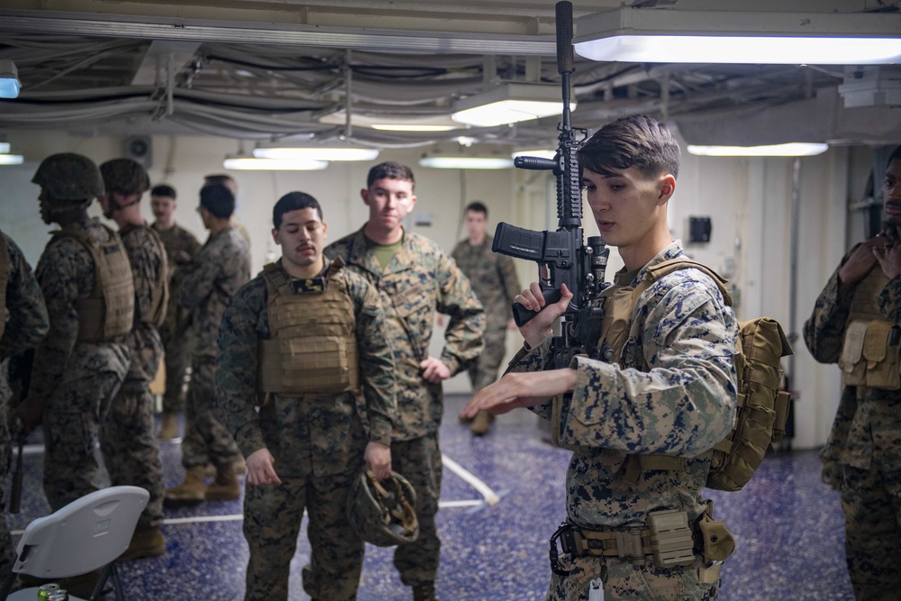 31st Marine Expeditionary Unit Corporals Course Aboard USS America (LHA 6), April 18, 2020.