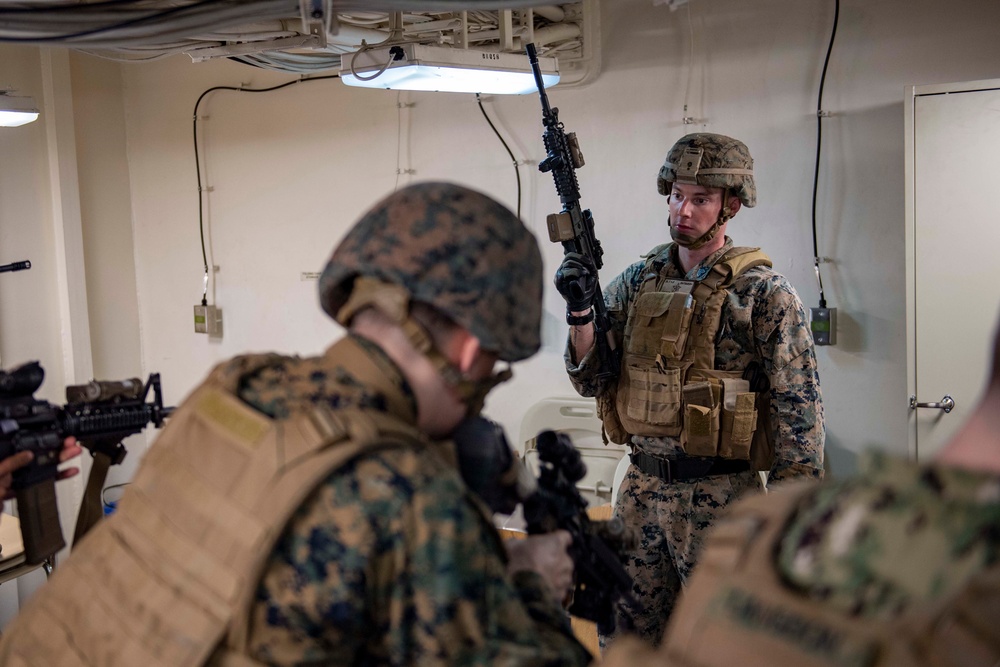 31st Marine Expeditionary Unit Corporals Course Aboard USS America (LHA 6), April 18, 2020.