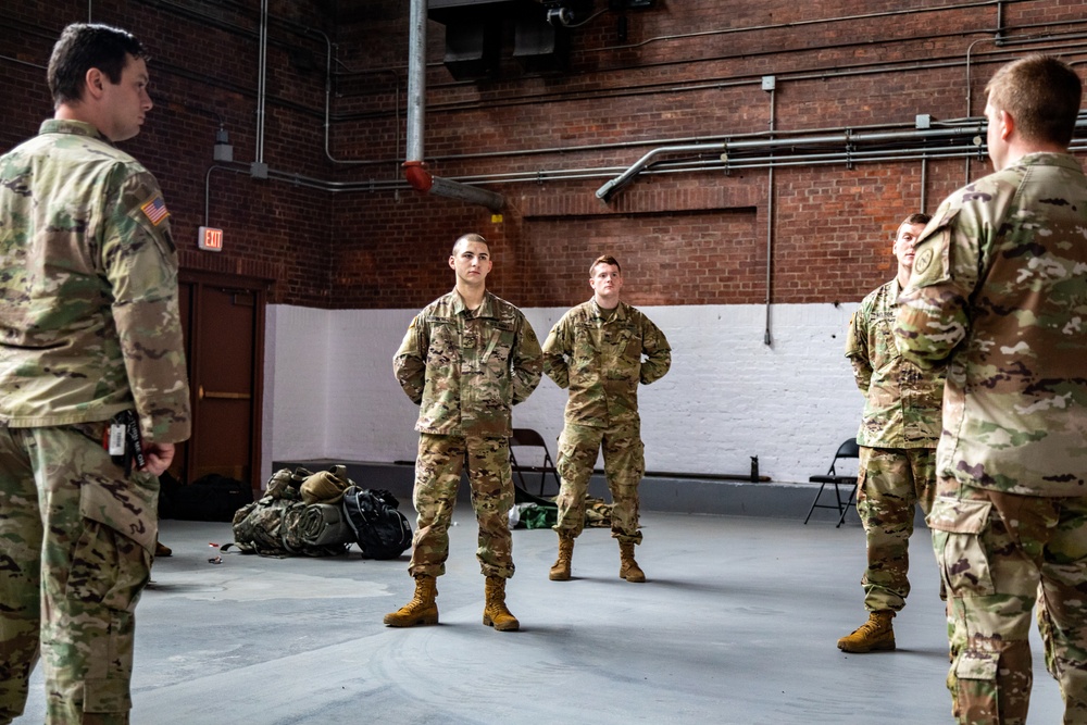 New York Army National Guard Soldiers report for active duty.