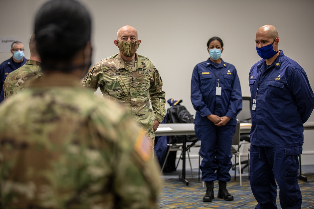 Lt. Gen. Charles D. Luckey, Chief of Army Reserve and Commanding General, visits the TCF Center