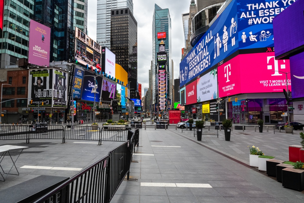 Streets Of Manhattan Are Empty As Residents Stay Home