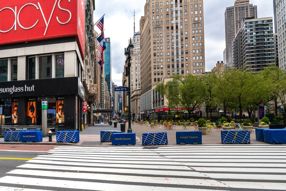 Streets Of Manhattan Are Empty As Residents Stay Home