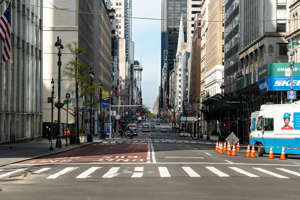 Streets Of Manhattan Are Empty As Residents Stay Home