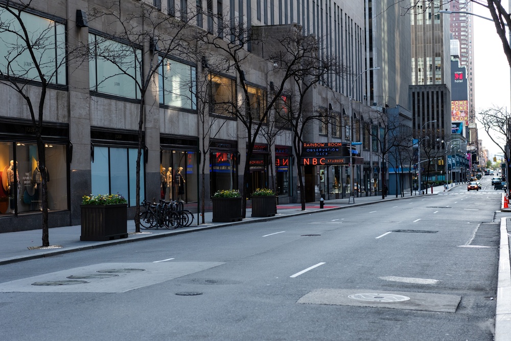 Streets Of Manhattan Are Empty As Residents Stay Home