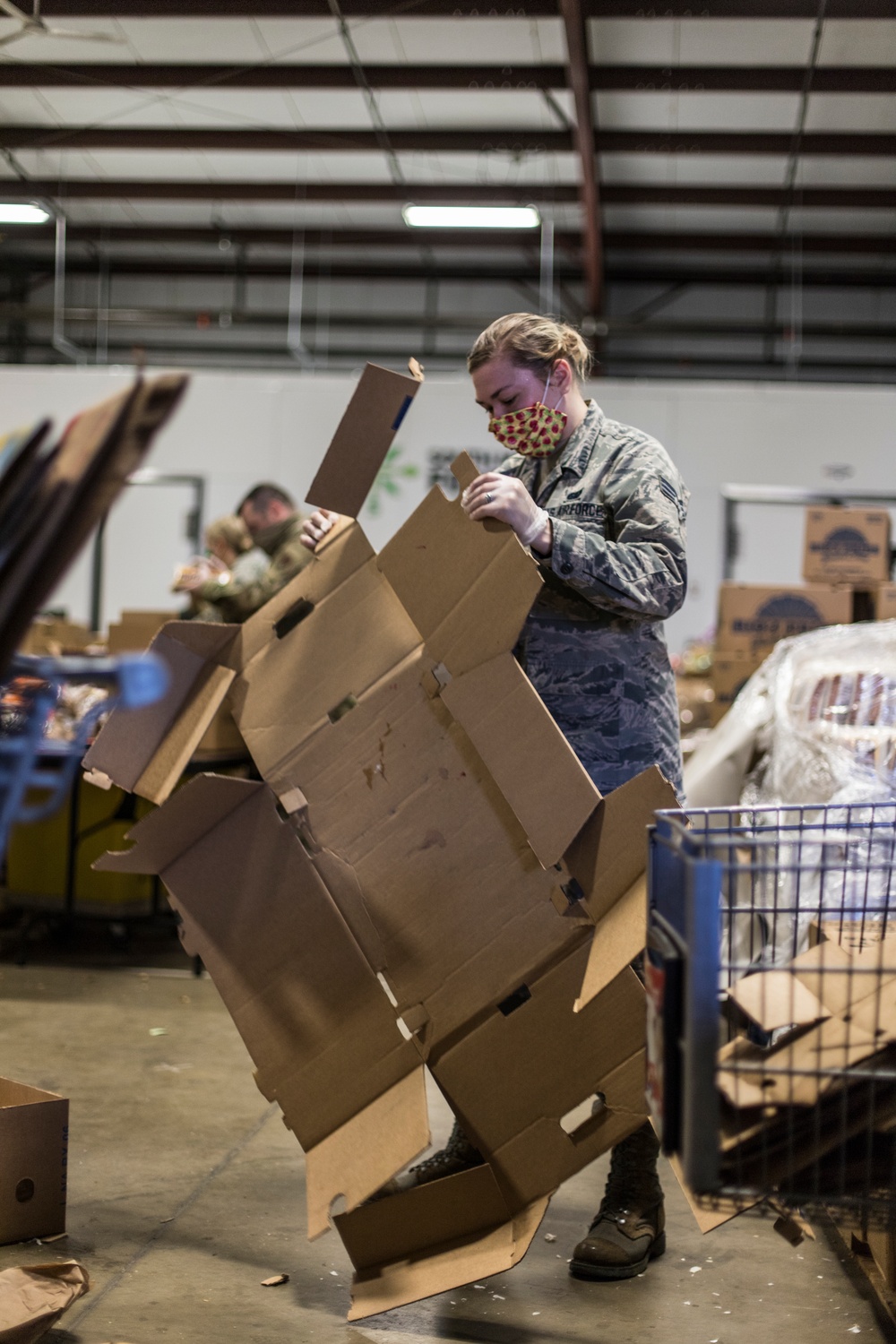 110th Wing packages food at the South Michigan Food Bank during COVID-19 response