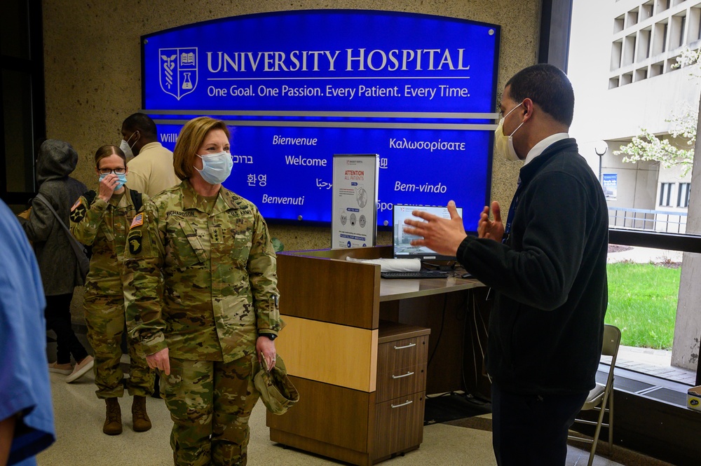Commanding General of U.S. Army North Laura Richardson visits University Hospital in Newark, New Jersey
