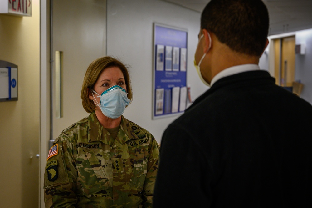 Commanding General of U.S. Army North Laura Richardson visits University Hospital in Newark, New Jersey