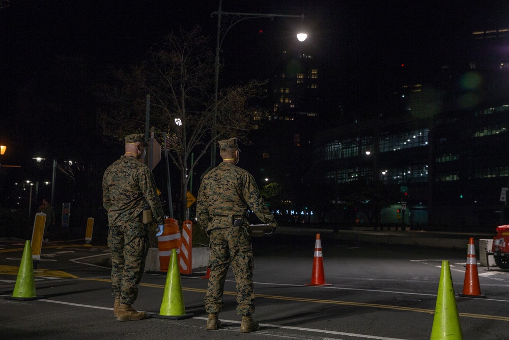 Night Watch: 3/2 Marines Screen personnel in NYC for the USNS Comfort