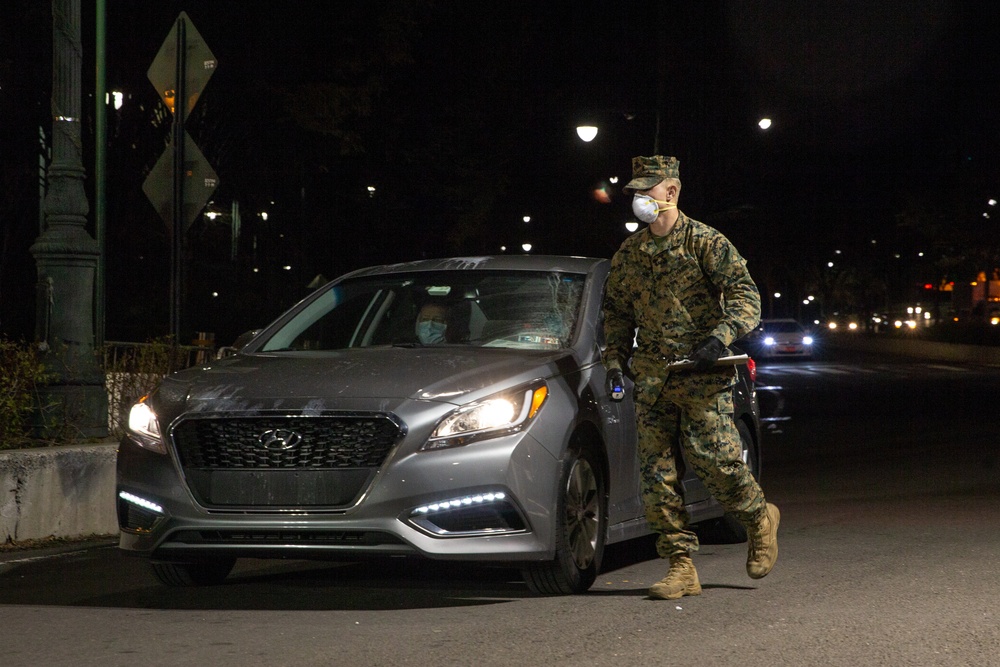 Night Watch: 3/2 Marines Screen personnel in NYC for the USNS Comfort