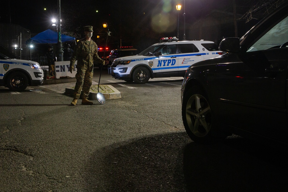 Night Watch: 3/2 Marines Screen personnel in NYC for the USNS Comfort