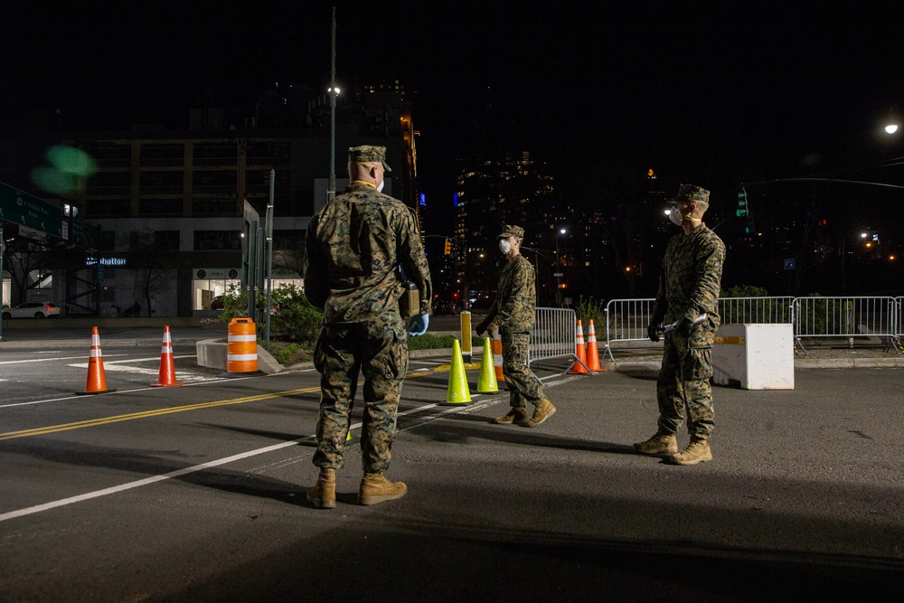 Night Watch: 3/2 Marines Screen personnel in NYC for the USNS Comfort