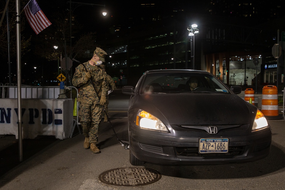 Night Watch: 3/2 Marines Screen personnel in NYC for the USNS Comfort