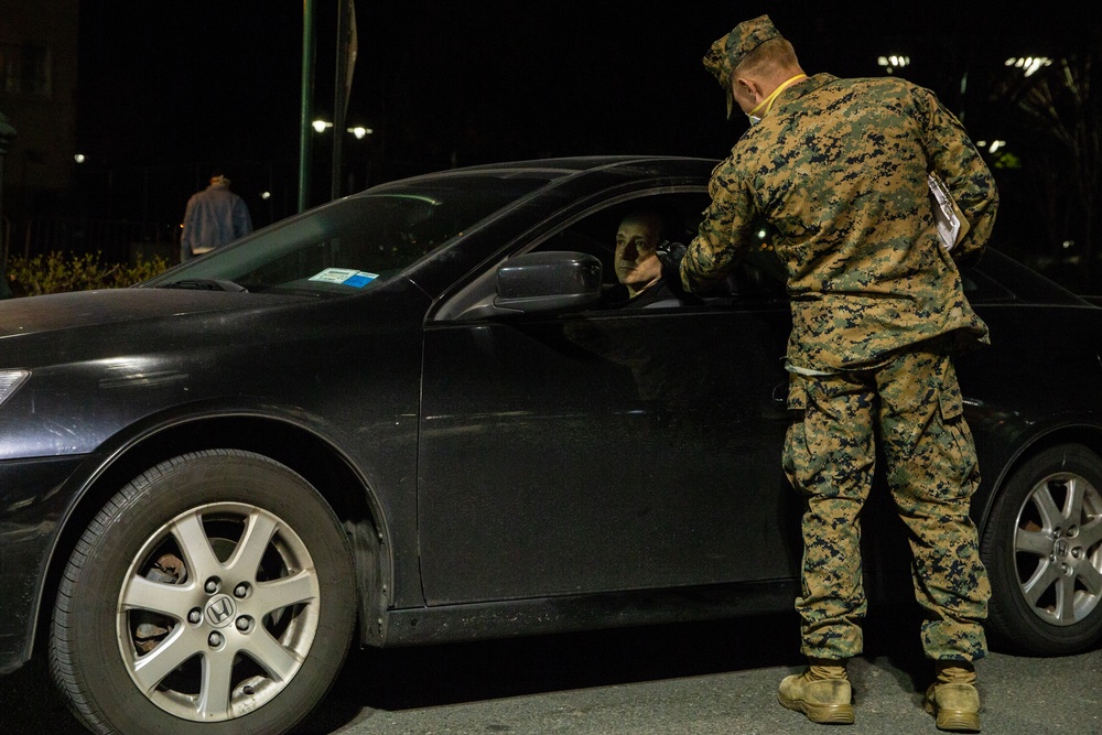 Night Watch: 3/2 Marines Screen personnel in NYC for the USNS Comfort