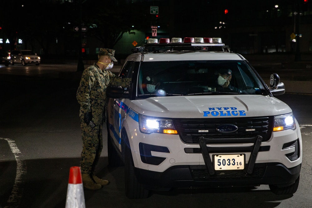 Night Watch: 3/2 Marines Screen personnel in NYC for the USNS Comfort