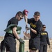 Soldiers fill sandbags and increase force protection measures