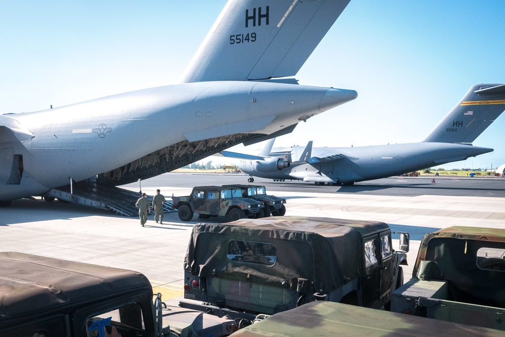 Vehicles airlifted to Maui in support of COVID-19 response