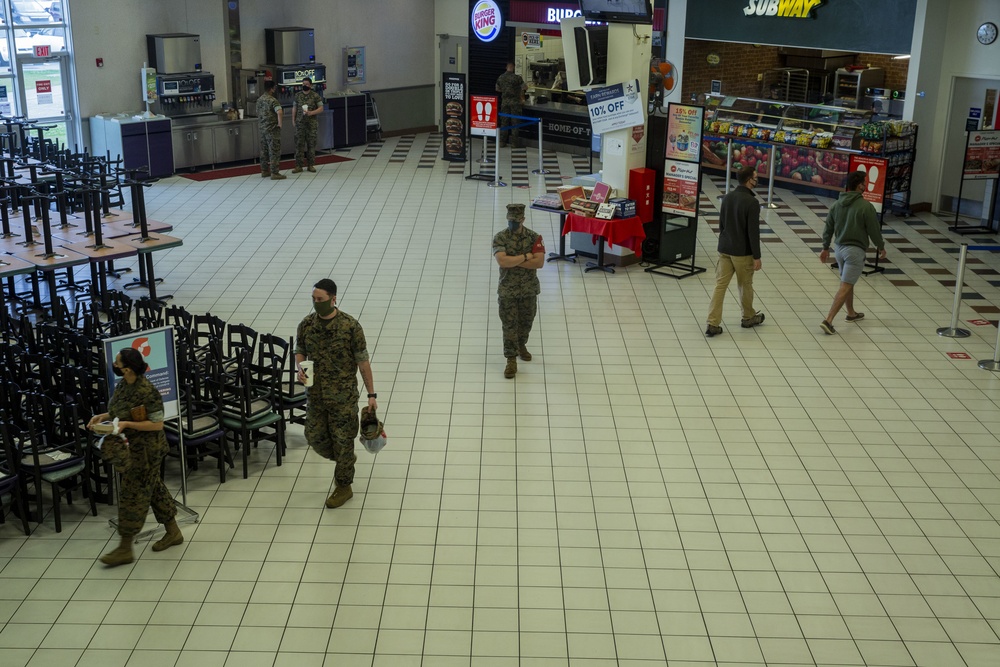 Camp Hansen Marines practice social distancing