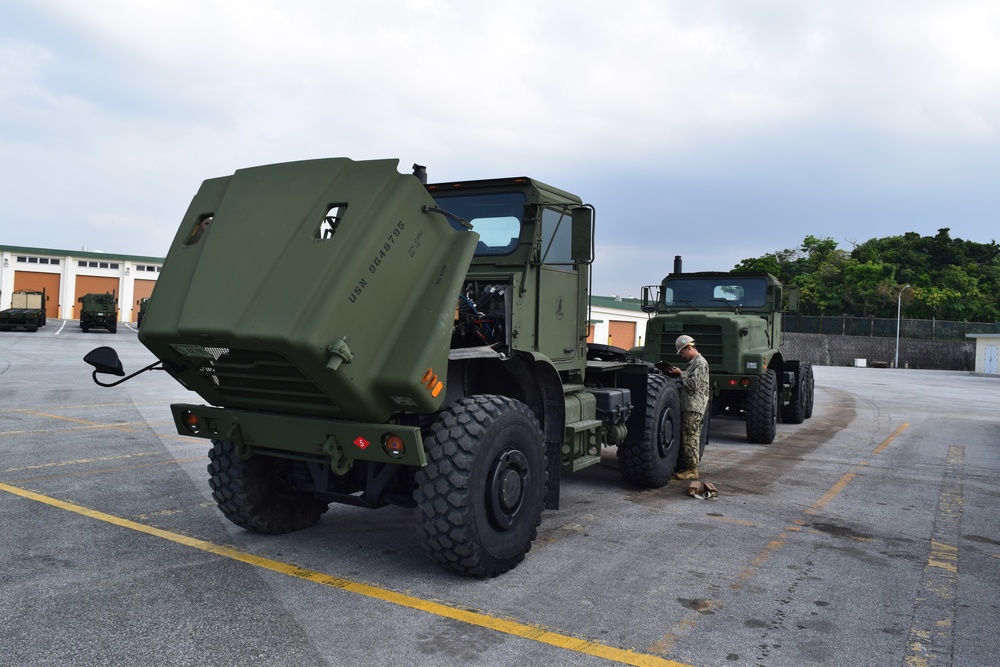 U.S. Navy Seabees with NMCB-5 conduct maintenance