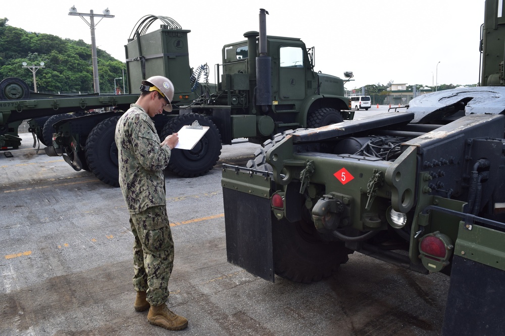 U.S. Navy Seabees with NMCB-5 conduct maintenance